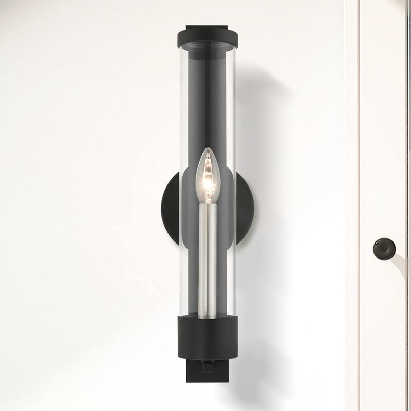 Livex Lighting 1-light Black ADA Single Sconce, 10142-04 - 4.75" W x 18" H x 3.9" Ext.