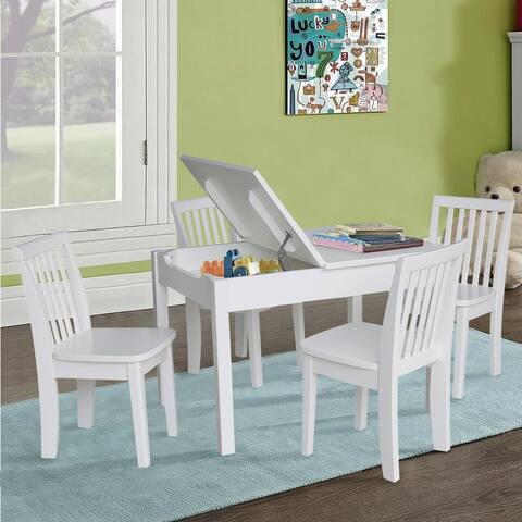 Kids Table with Lift Up Top and 4 Mission Juvenile Chairs - 5 Piece Set