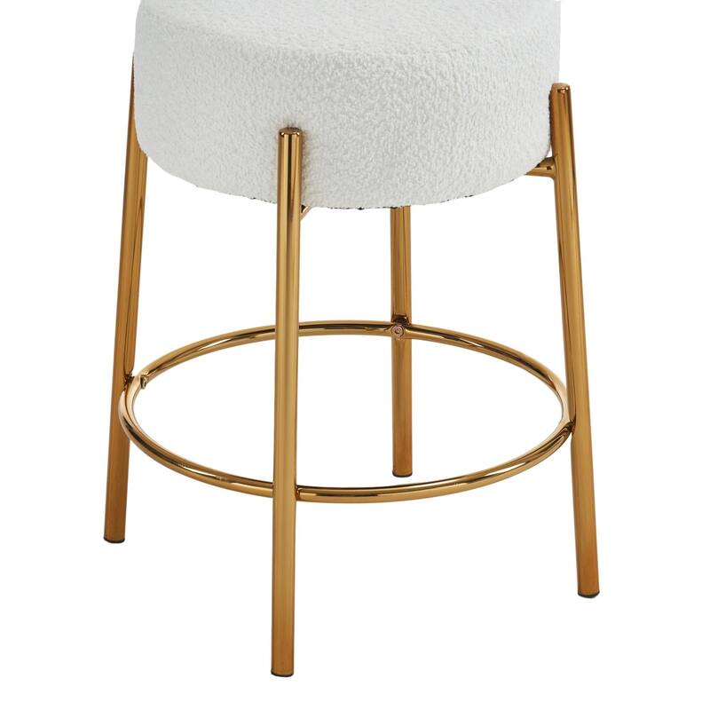 Set of 2 Contemporary Round Bar Stools - 24" Height, Ideal for Kitchens, Coffee Shops, and Bars