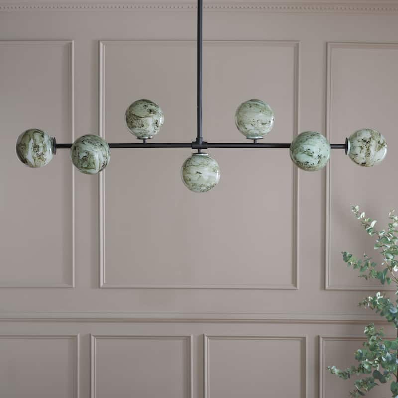 SAFAVIEH Melesa 7-Light 56-Inch Linear Glass Globe Chandelier - 56"W x 9"D x 33"H
