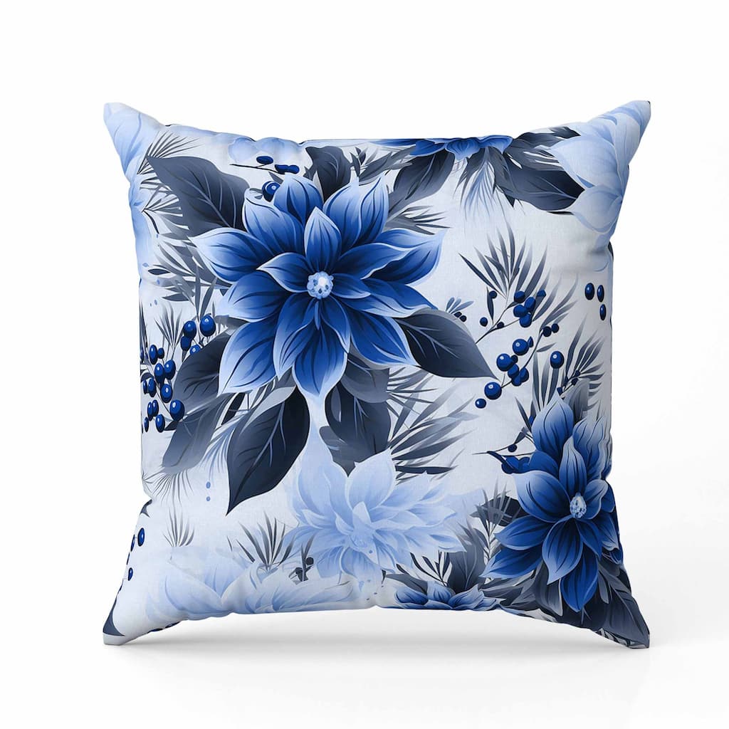 Holiday Sparkle Indoor/Outdoor Reversible Throw Pillow Blue and Grey