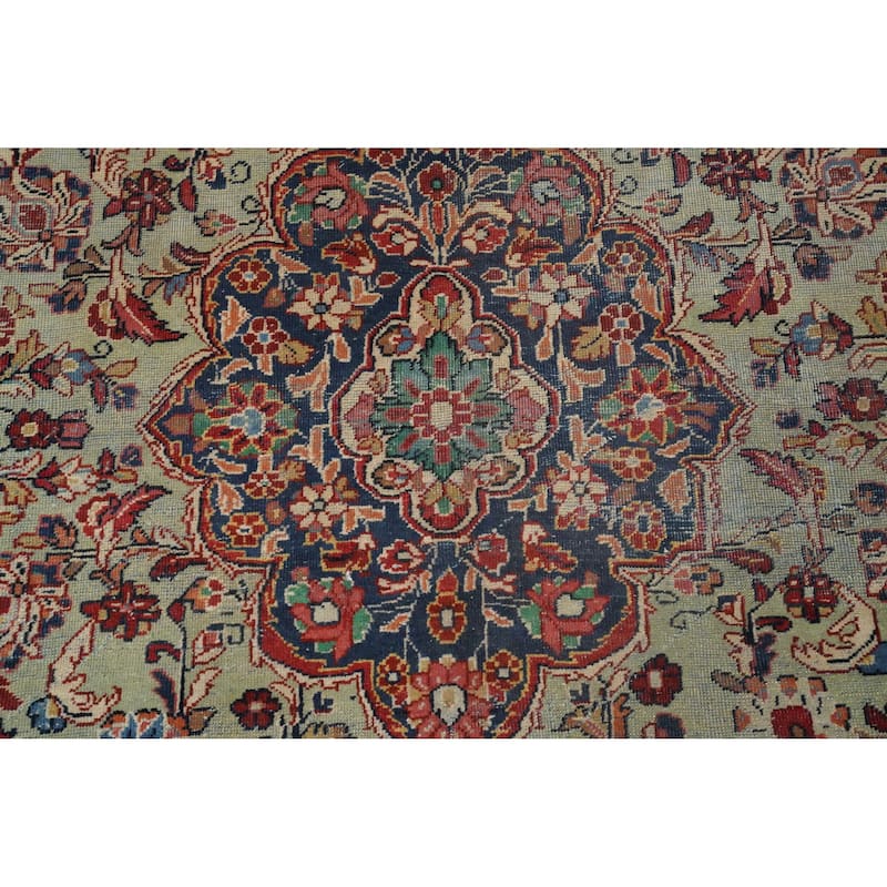 Hand Knotted Oriental 100% Wool Carpet Traditional Floral Green Mahal Area Rug - 11' 9'' X 8' 11''