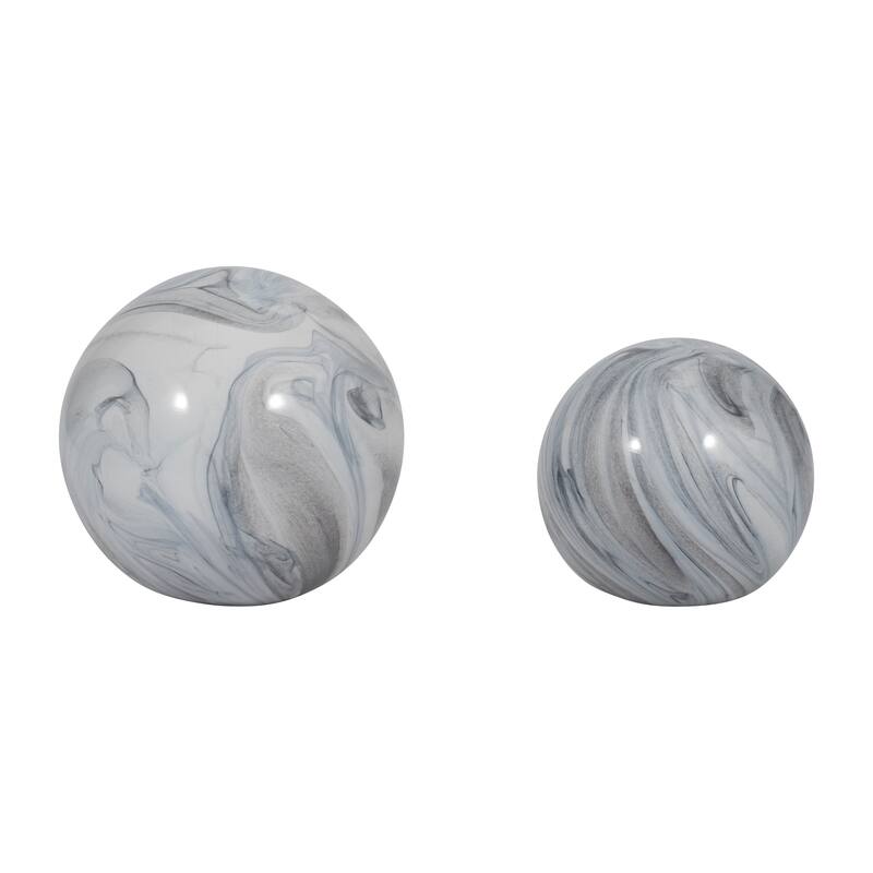 Sagebrook Home 5/6" Glass Orbs - A Timeless Addition to Home Decor Essentials, Set of 2 - 6" x 6" x 6"