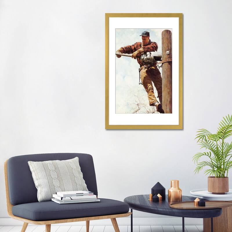 iCanvas "The Lineman" by Norman Rockwell