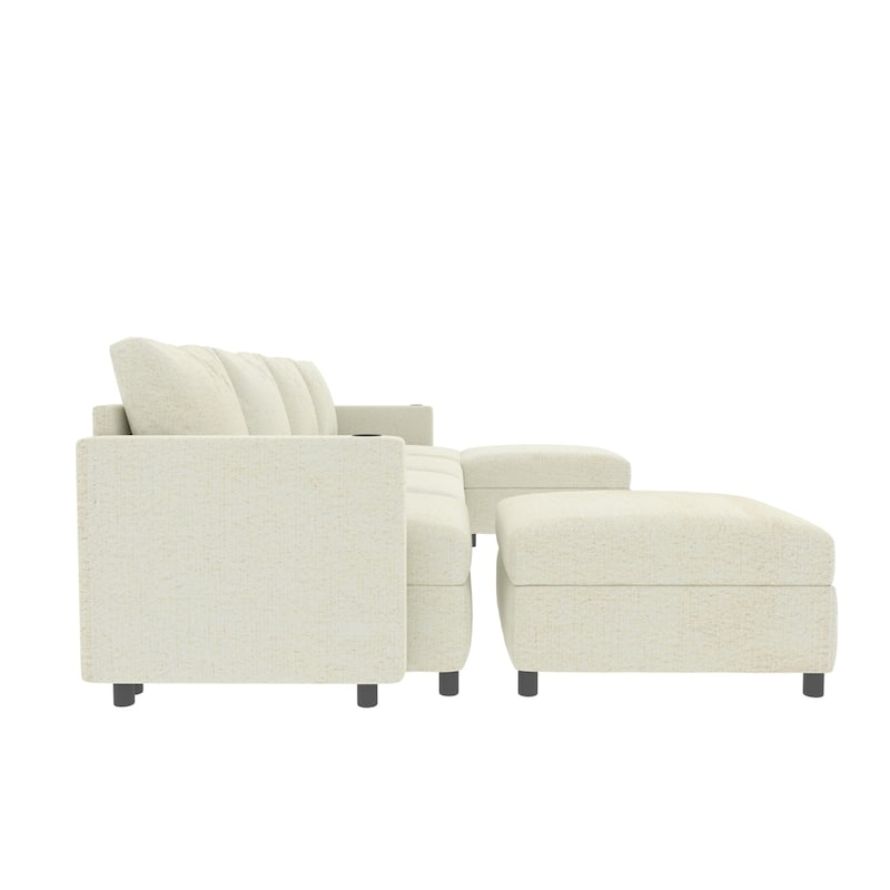 123" U-Shape Modular Sectional Couch with Storage Function, Ottoman