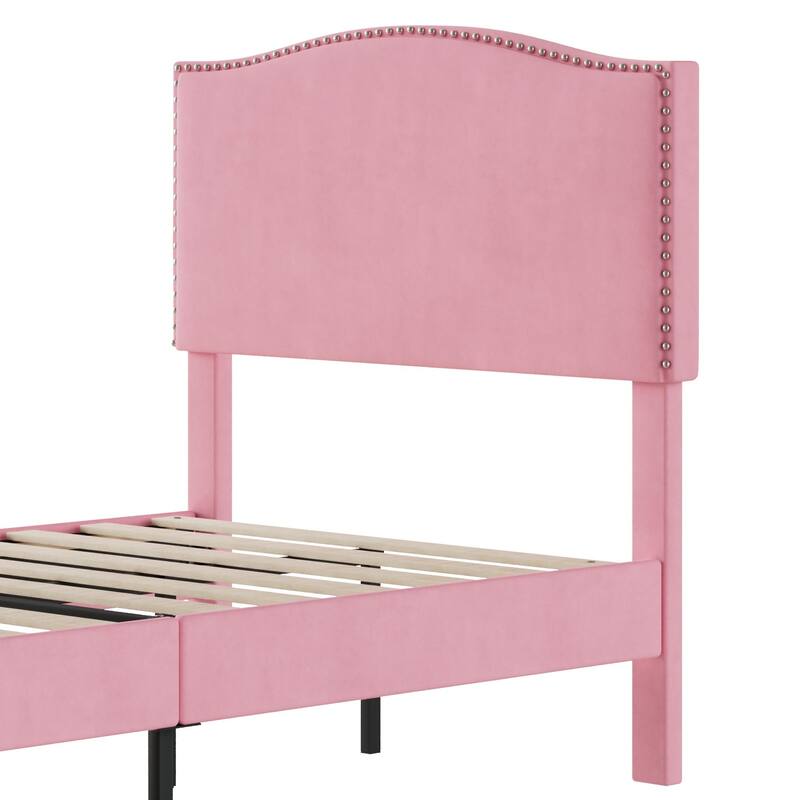 VCCELO 2-Pack Twin Size Bed Frame with Adjustable Headboard Noise-Free Twin Size Bed Set of 2 for Kids Room Dorm Apartments