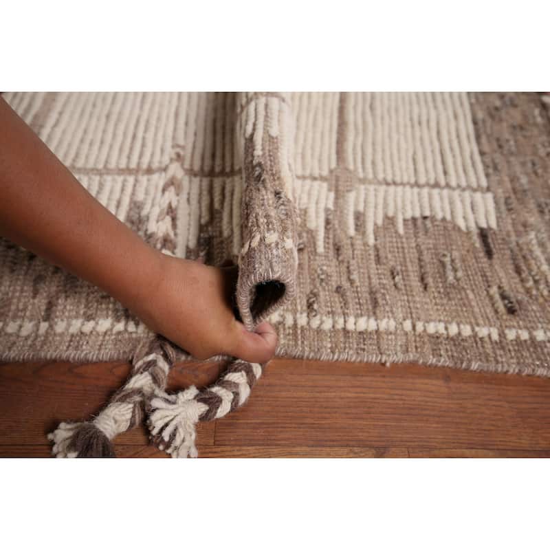 Earth Tone Moroccan Area Rug Hand-Knotted Wool Carpet - 7'10" x 12'0"
