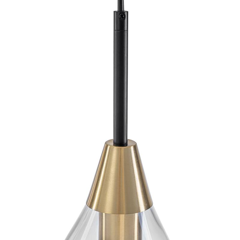 1-Light Pendant Light with Angled-Rim Clear Olive Glass Shade - Dia.6.3-in