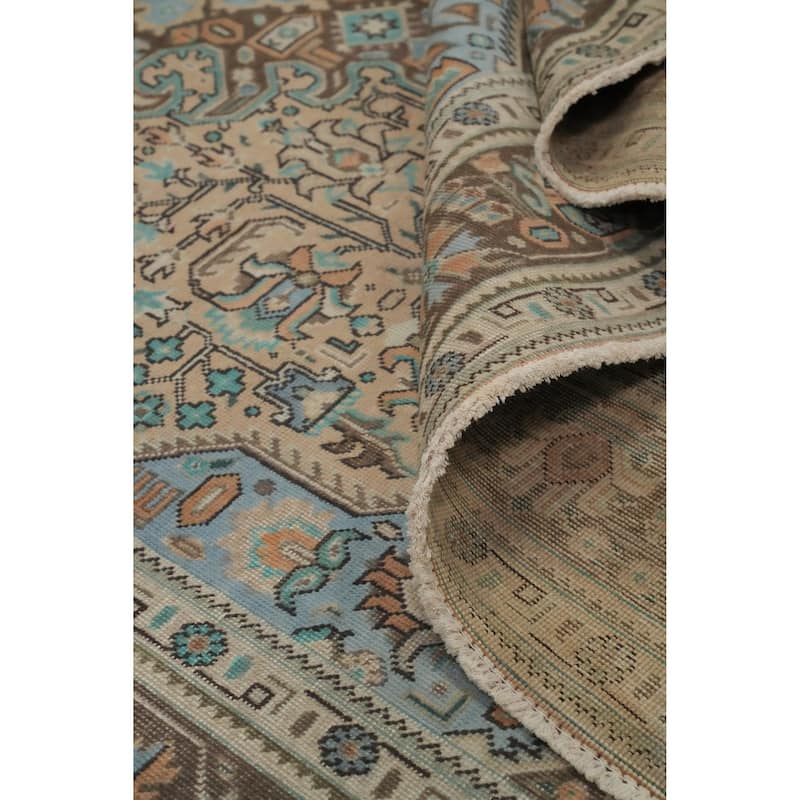 Hand Knotted Oriental 100% Wool Carpet Traditional Floral Peach Tabriz Area Rug - 9' 5'' X 6' 4''