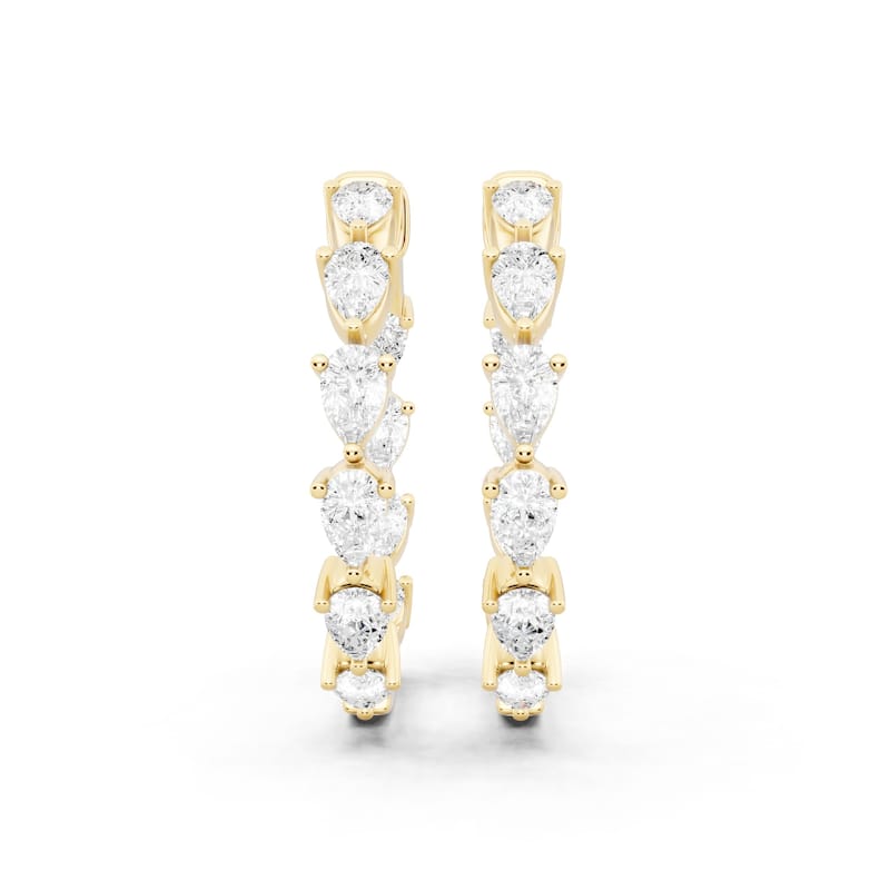Auriya 14k Gold 3 3/5ctw Pear-shaped Hoop Lab Grown Diamond Earrings (E-F VS)