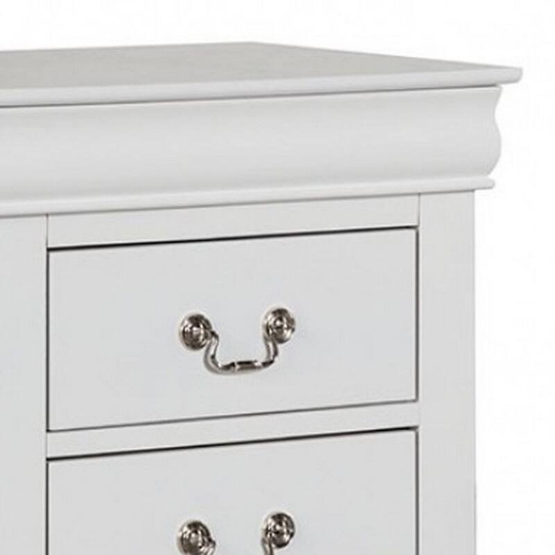White/Nickel 2 Drawer 15.5 in. W Nightstand with Sturdy Hardware and Ample Storage