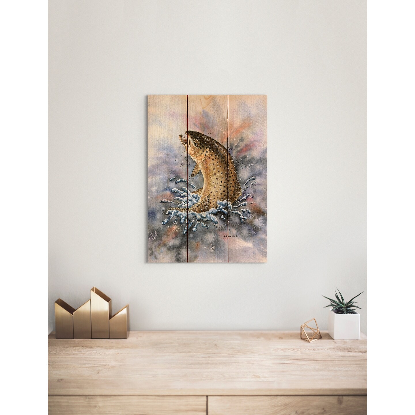 Bartholet S Fish On Brown Trout 11x15 Indoor Outdoor Wall Art Multi Color Overstock 21541095