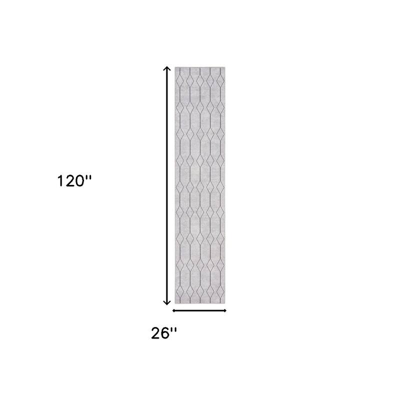 HomeRoots 10' Runner Cream Geometric Power Loom Washable Runner Rug - 120' X '26' X '0.28