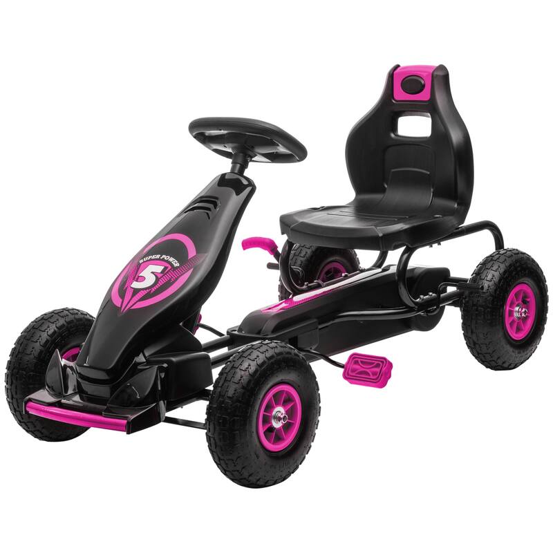 Pedal Go Kart for Kids 5-12, Ride-On Toy with Ergonomic Seat, Wear-Resistant Wheels, Hand Brake and Suspension System