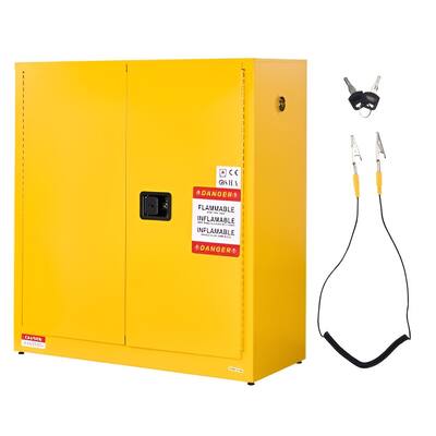 29 Gallon Heavy Duty Yellow Fireproof Cabinet for Flammable Liquids with Adjustable Shelves - 43” x 18.1” x 46.4”