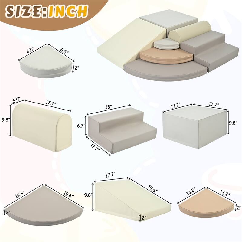 7 Piece Pizza Shape Foam Climbing Blocks for Toddlers