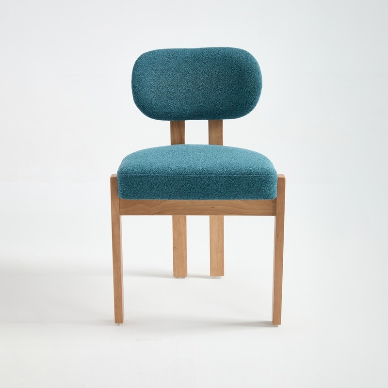 Wooden Dining Chairs Set of 2 Modern Fabric Upholstered Kitchen Chairs