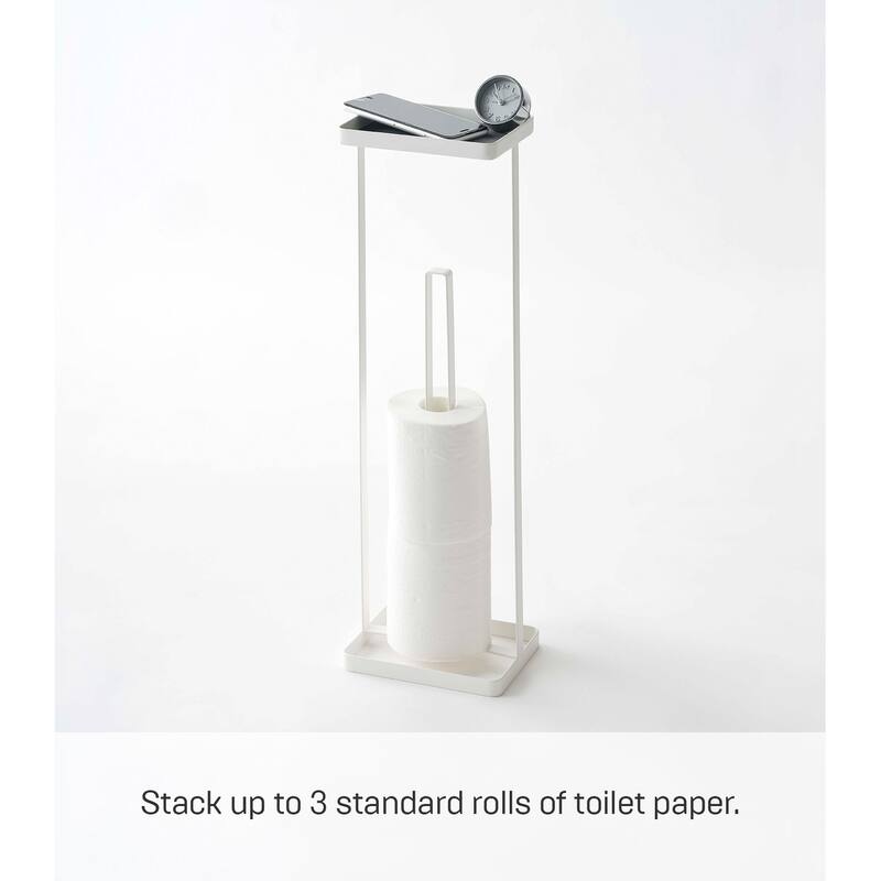 Yamazaki Home Toilet Paper Stand, Steel, Holds 3 toilet paper rolls - L 4.72 x W 6.3 x H 20.47 inches