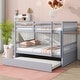 preview thumbnail 2 of 10, Full Size Rubberwood Bunk Bed with Pull-Out Trundle, Convertible to Two Separate Beds, Safety Guardrails and Ladder Included