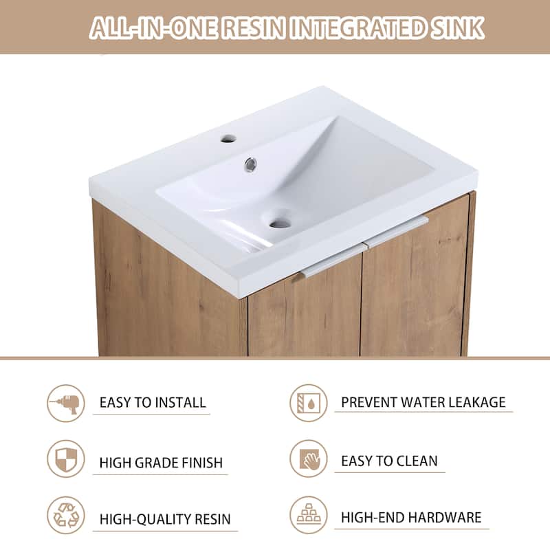 Bathroom Vanity With Sink In 24/30/36 Inch, Floating Bathroom Vanity With Soft Close Door
