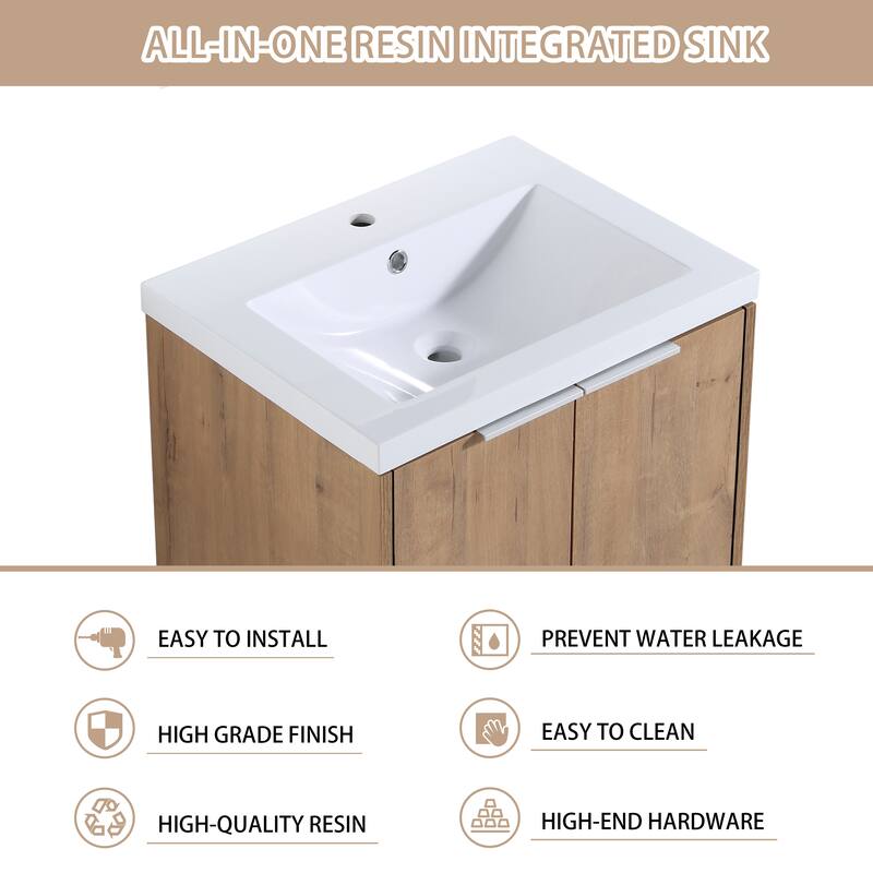 Beingnext 24"/30"/36" Bathroom Vanity with Sink, Floating Bathroom Vanity with 2 Soft Close Doors
