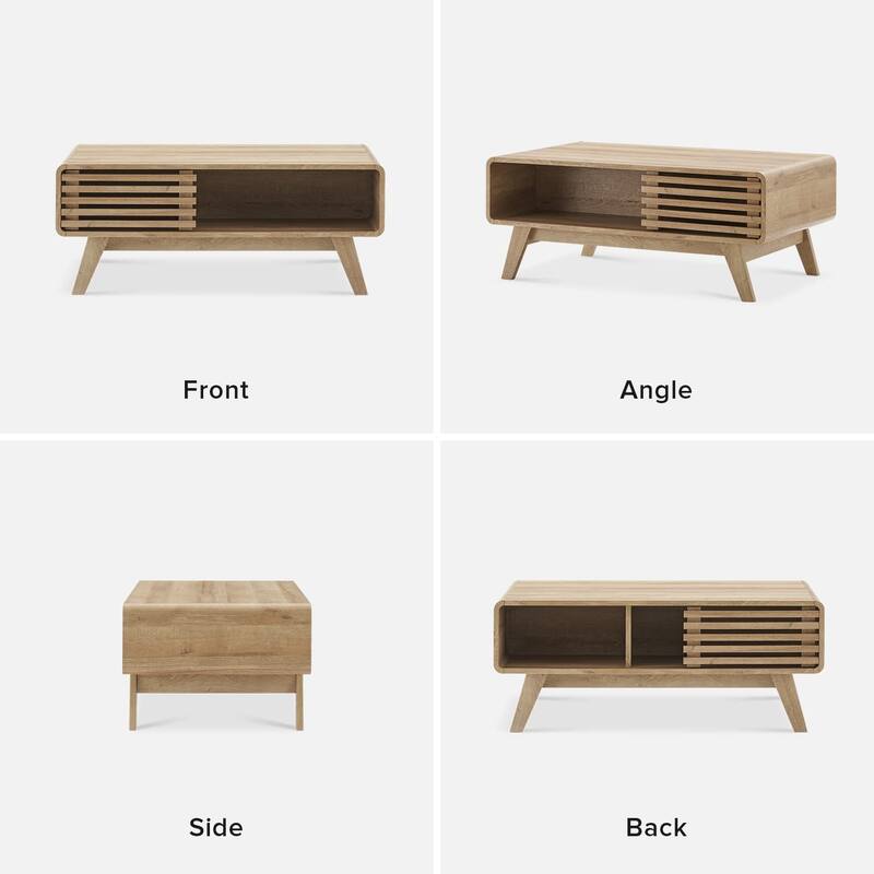 Mopio Ensley Mid-Century Modern Coffee Table with dual side storage, Centerpiece for your living room