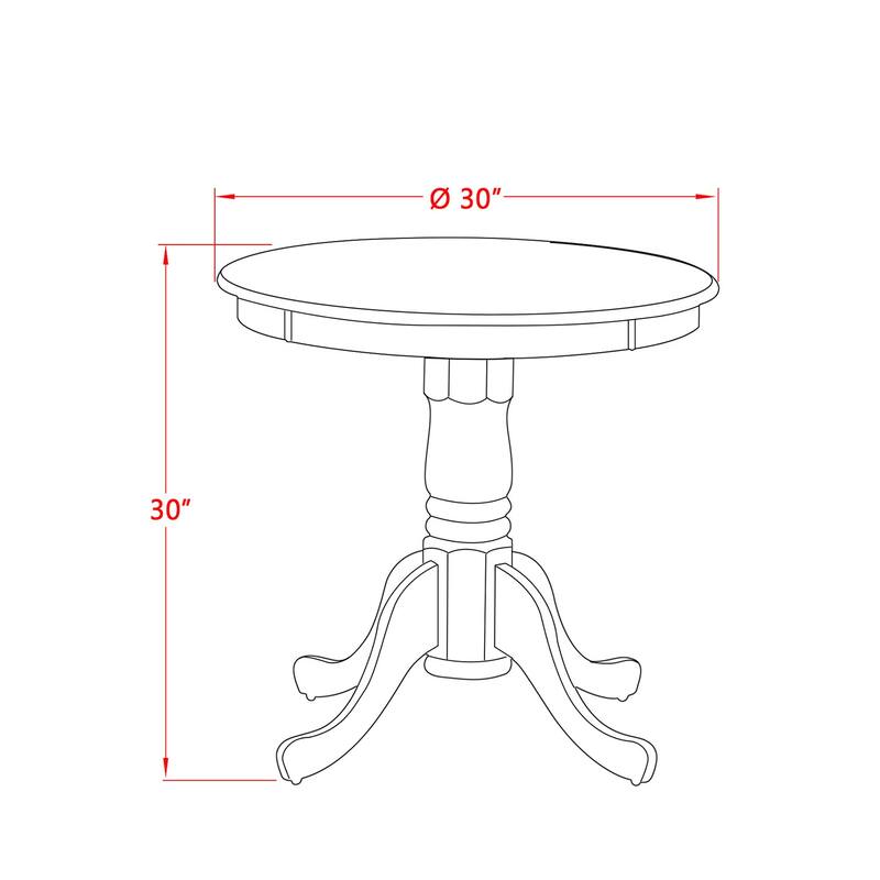 HomeStock 3-Piece Round Natural Oak Finish Solid Wood Top Dining Table with 2 Parson-Chairs