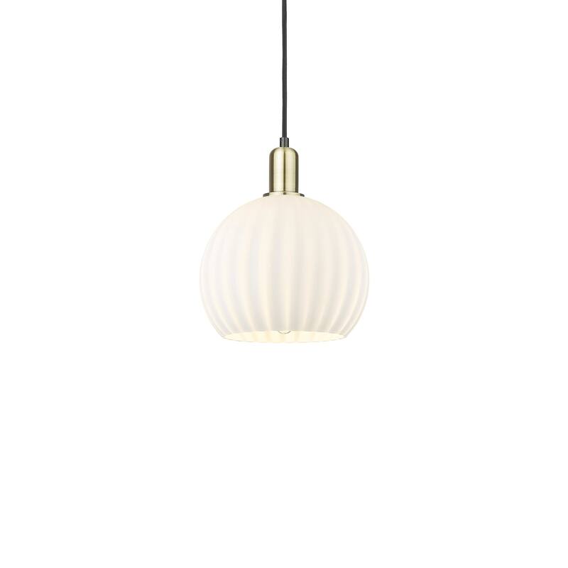 Innovations Lighting 716-1P-13-10 White Venetian Pendant White - Black Antique Brass / White Venetian