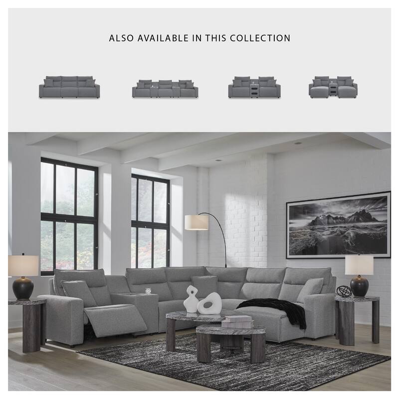 Signature Design by Ashley Modmax Gray 7-Piece Power Reclining Sectional with Chaise - 143" W x 143" D x 41" H