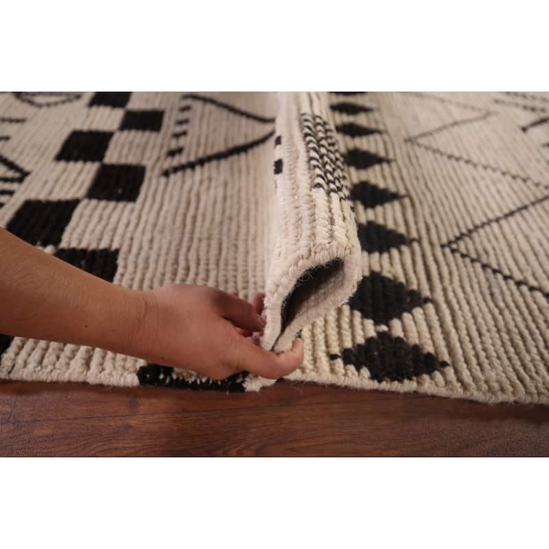 Striped Moroccan Oriental Accent Rug Hand-Knotted Wool Carpet - 3'0"x 5'3"