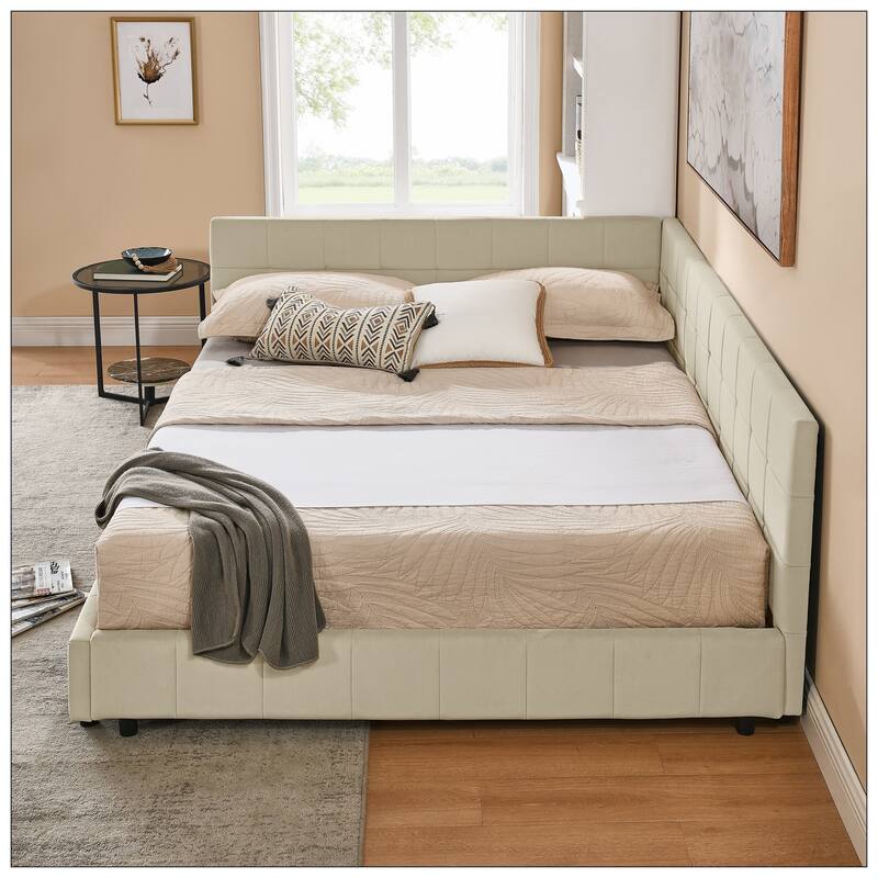 Queen Size Upholstered Tufted Bed Frame for Bedroom