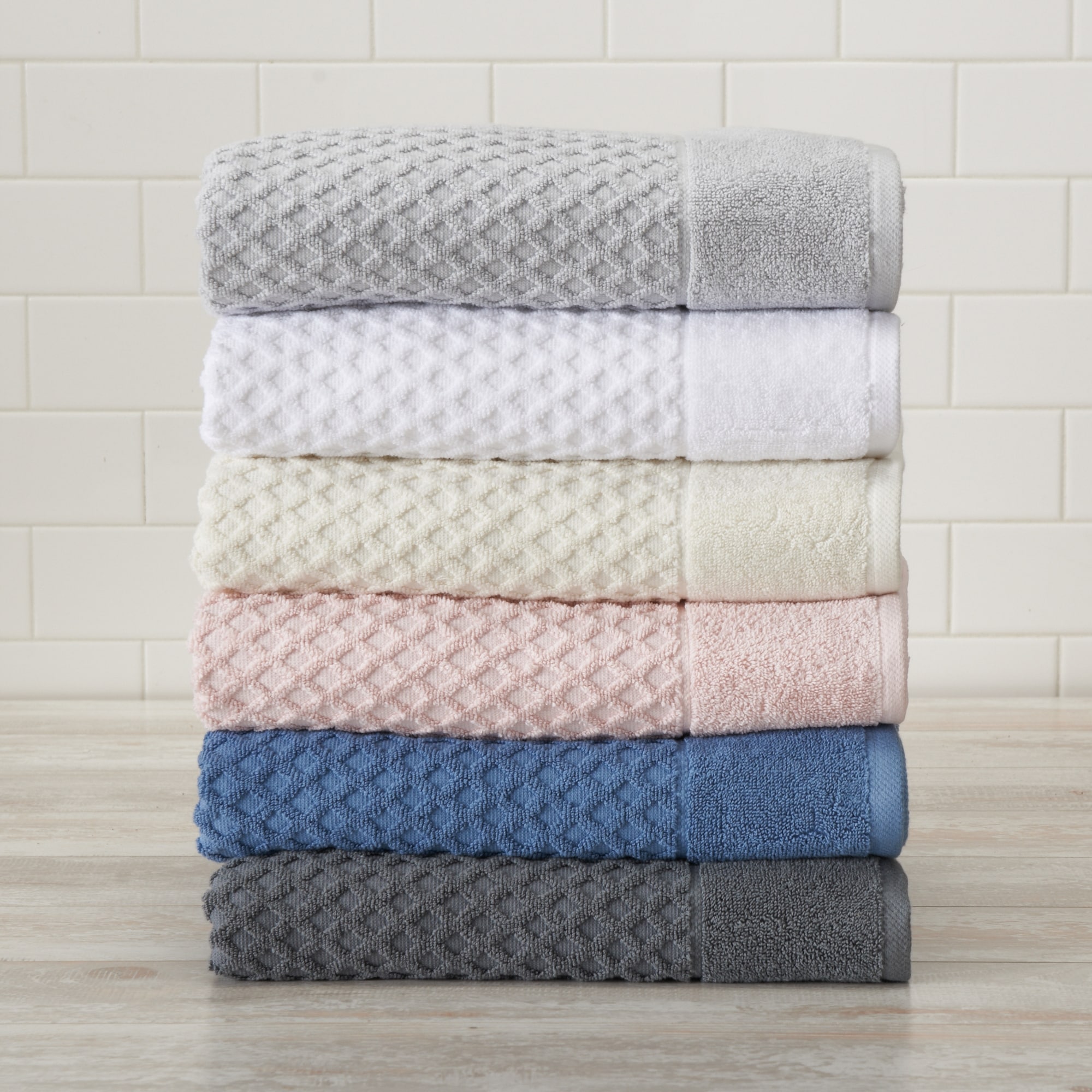 100% Cotton Quick-dry Diamond Textured Bath Towel Set (hand Towel