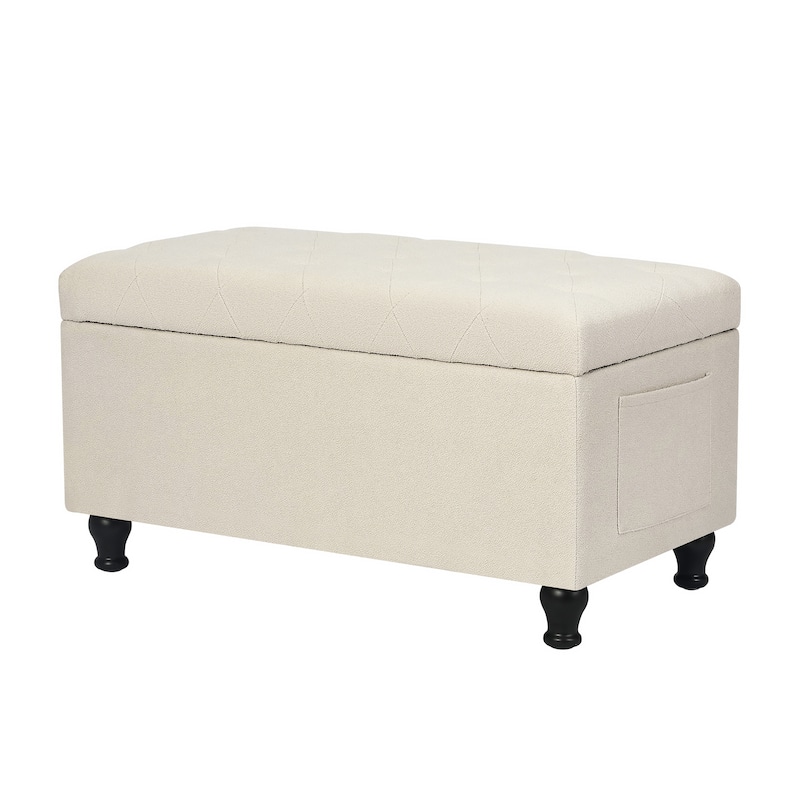 Adeco Tufted Storage Ottoman Bench for Living Room Bedroom