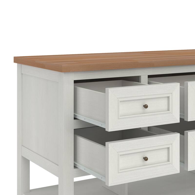 Walker Edison Modern Free-Standing Kitchen Island with 6 Drawers, White