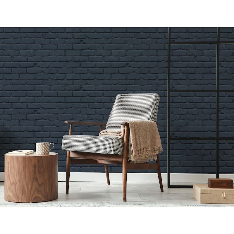 Fine Decor Alpin Navy Painted Brick Wallpaper