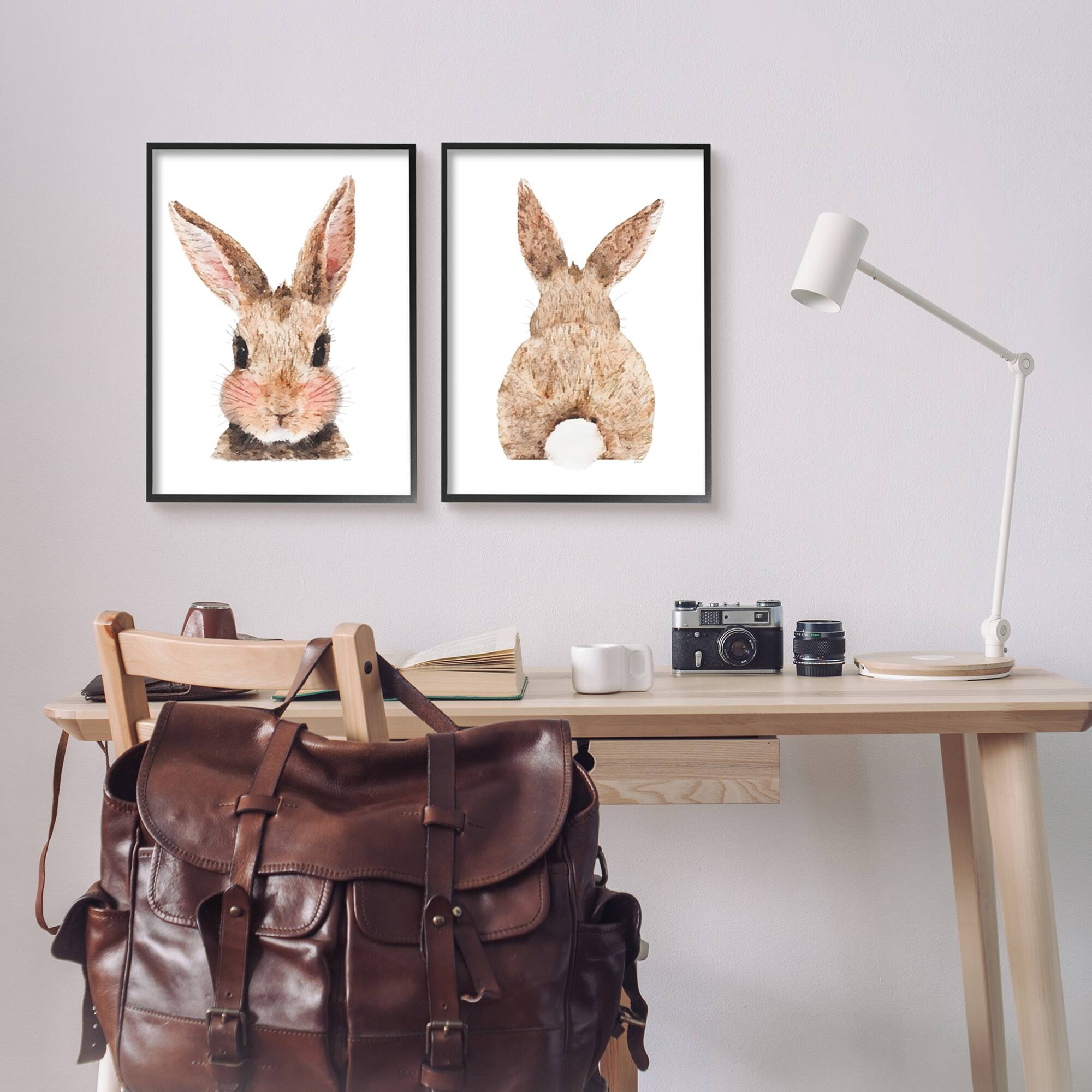 Stupell Cute Bunny with Cotton Tail Back Blushing Rabbit 2pc Multi