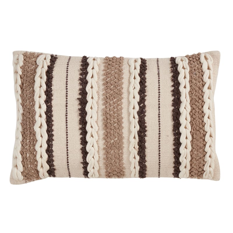 Striped Woven Throw Pillow - Polyester - 13"x20"