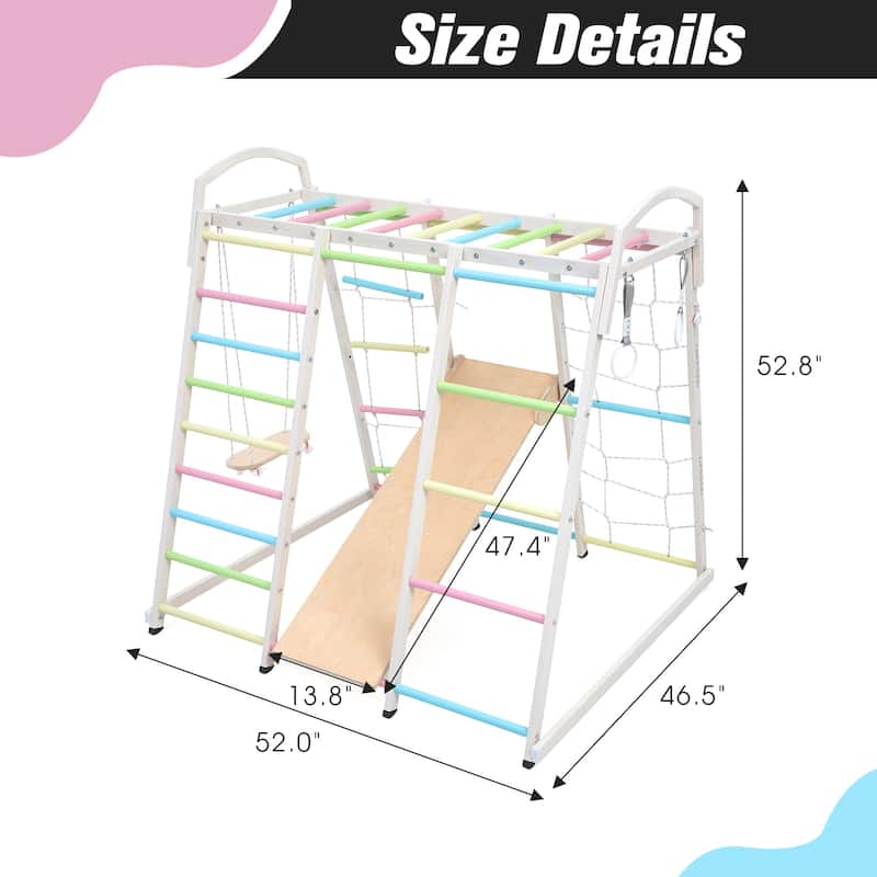 Colorful Multifunctional Steel and Wood Climbing Frame