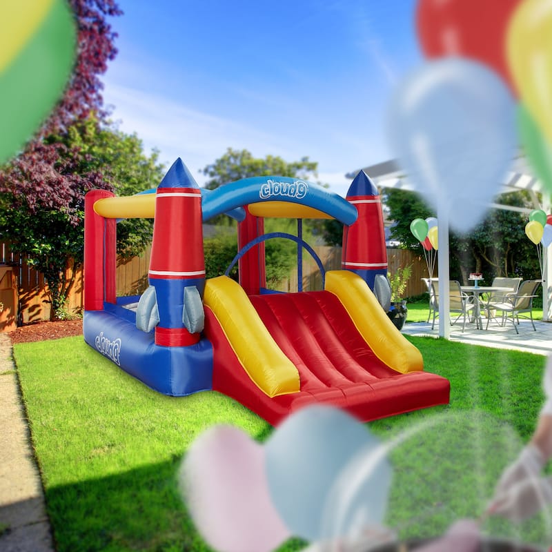 Rocket Theme Bounce House with Slide and Blower