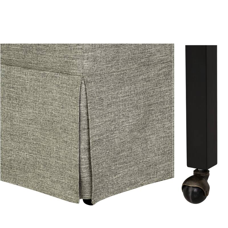 Martha Stewart London Upholstered Skirted Dining Arm Chair with Hidden Casters