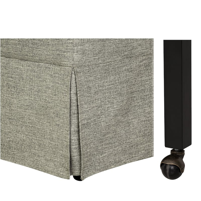 Roomfitters 34-Inch Upholstered Skirted Dining Armchair, Hidden Casters and Dual-Layer Foam Cushion, Gray