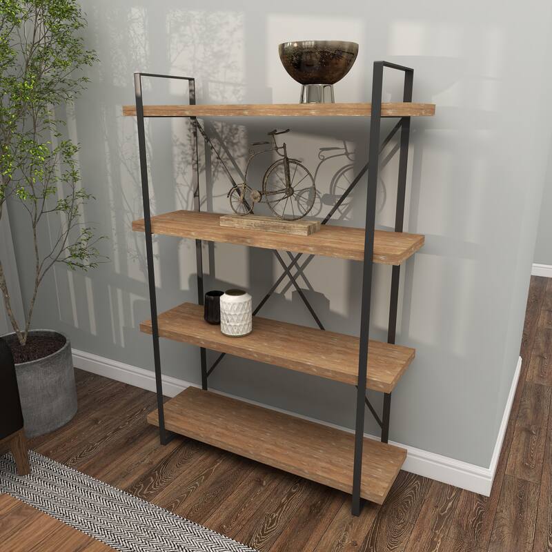 Brown Wood 4 Shelves Shelving Unit