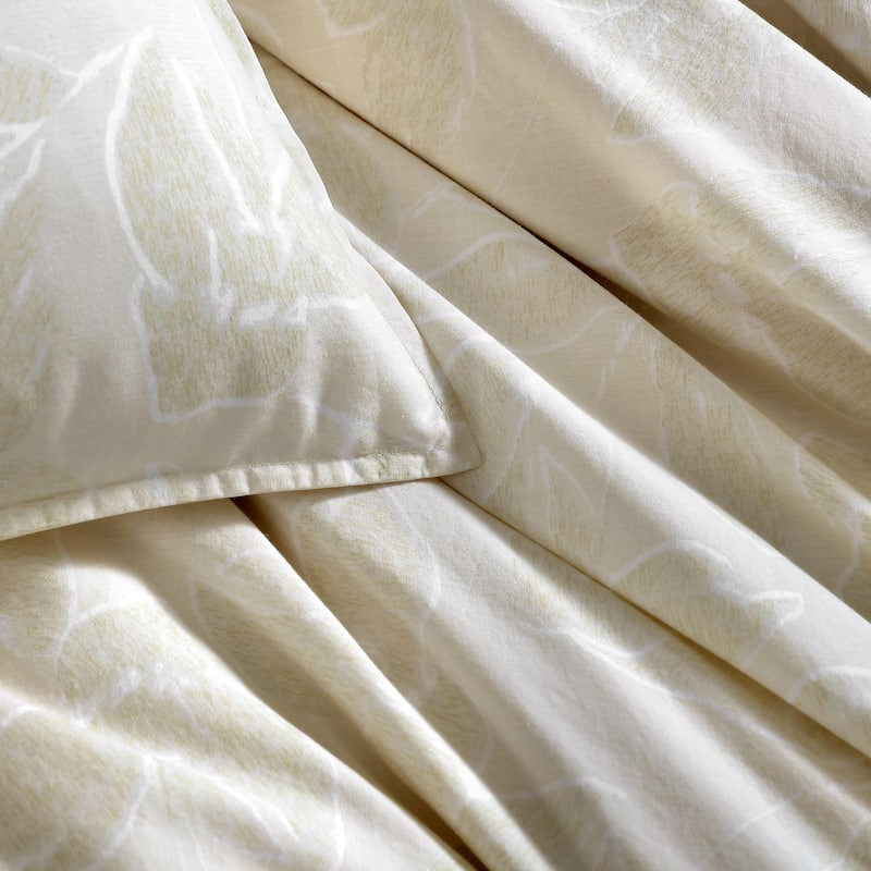 Calvin Klein Yellow Leaves Cotton Reversible Yellow Comforter Set