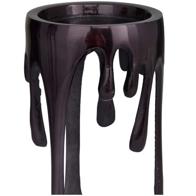 Melting Dripping Wax Metal Contemporary Candle Holders - S/3 12", 10", 8"H
