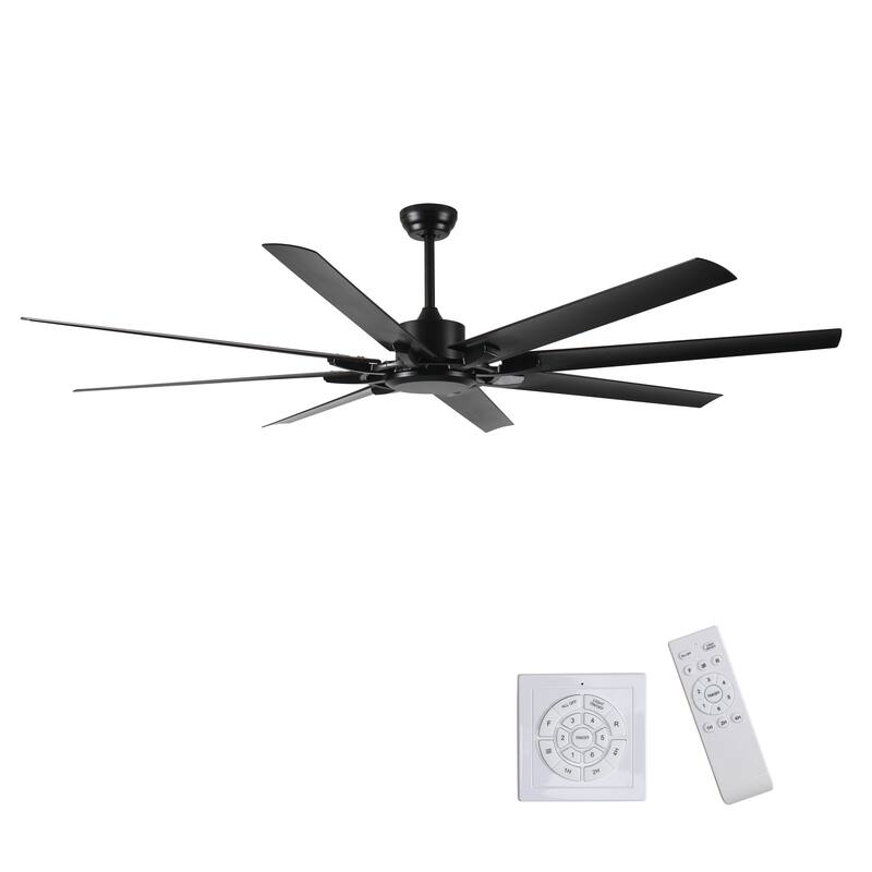 72 Inch 6 Speed Ceiling Fan No Light with Remote Control, Reversible Airflow Ceiling Fan with 3 Down Rods (10/16/24 in) - Black