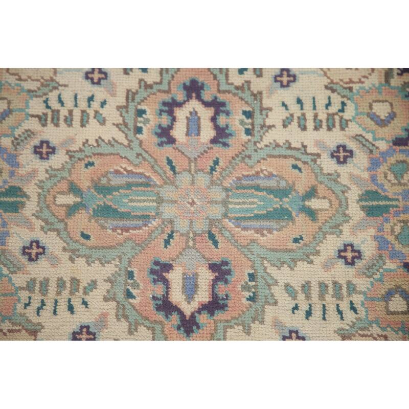Hand Knotted Oriental 100% Wool Carpet Traditional Floral Pink Tabriz Area Rug - 11' 3'' X 8' 3''