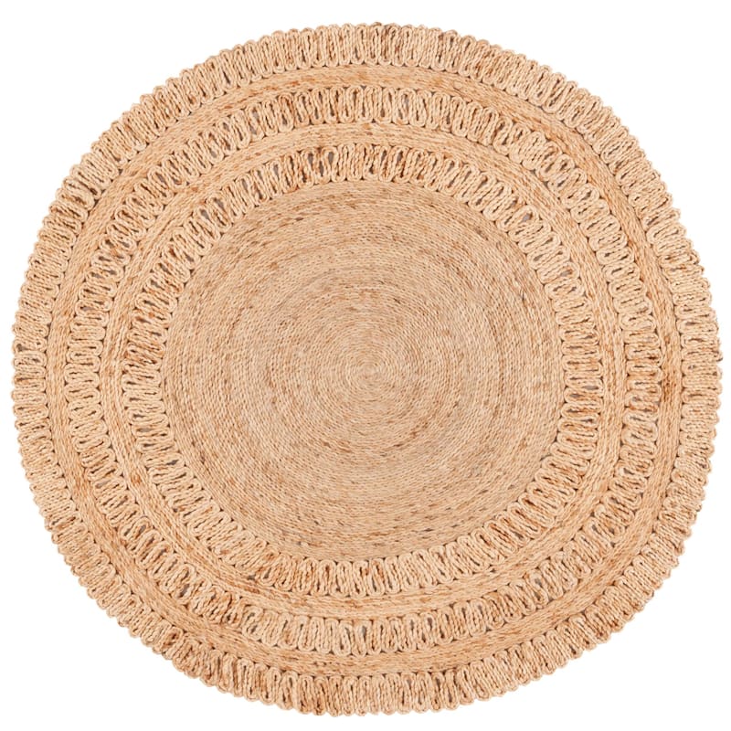 SAFAVIEH Flatweave Natural Kostatina Fiber Farmhouse Jute Rug - 5' Round - Natural