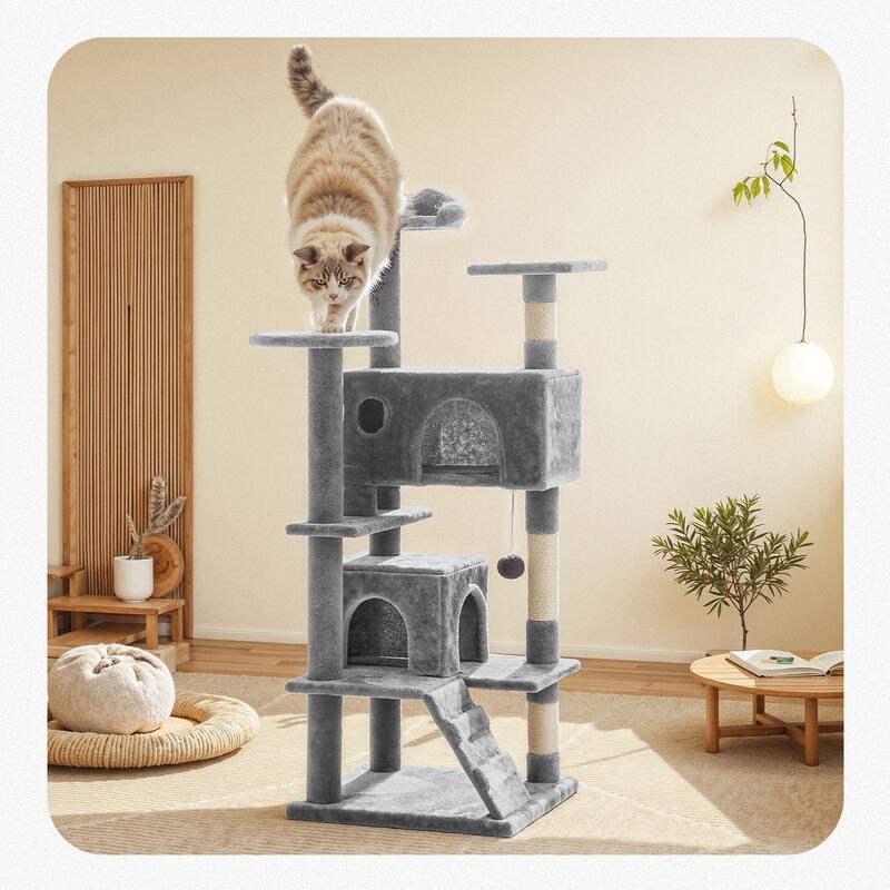 Cat Tree Tower with Scratching Posts and Cond,Multi-Level Kitty Climber for Indoor Cats