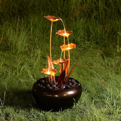 LED Lighted Cascading Outdoor Garden Water Fountain - 31.5" - Warm White