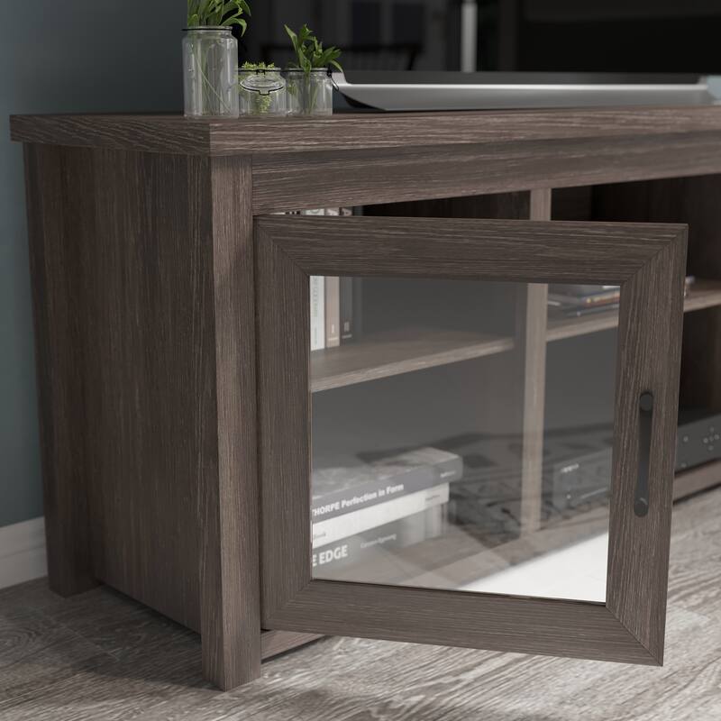 Classic TV Stand for up to 80" TVs-Glass Fronted Doors-Modern Finish - 65"W x 16"D x 23.625"H